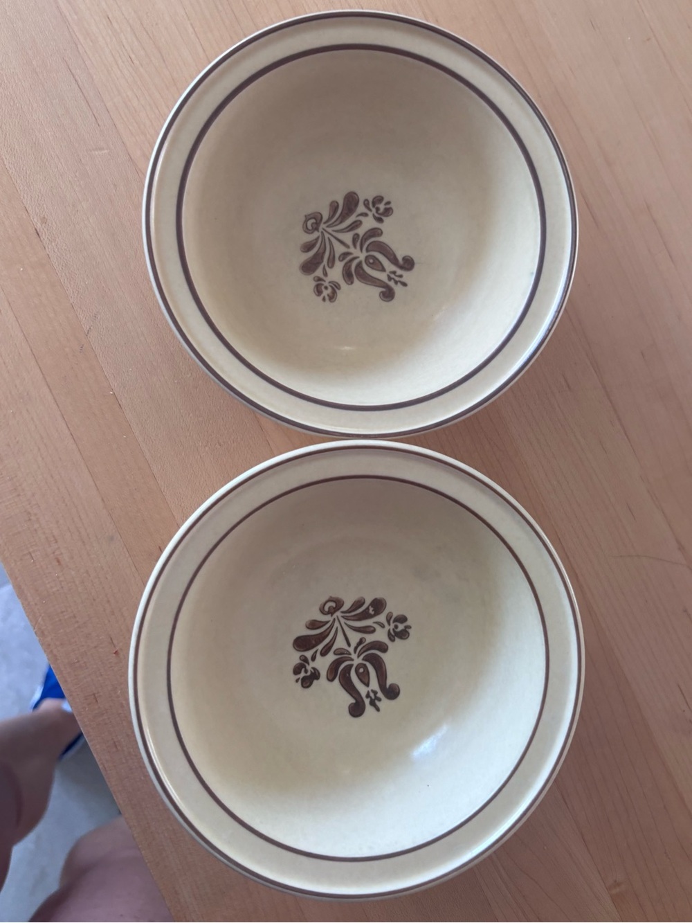 Pfaltzgraff Cream and Brown Floral Stoneware Bowls - Set of 2
